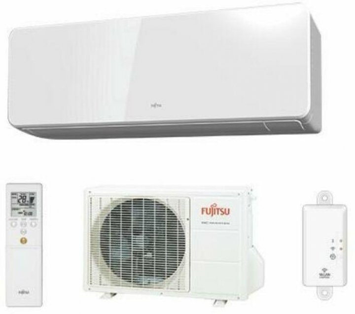 FUJITSU Designe KG(Beépített Wifi) oldalfali SPLIT KLÍMA szett 2,5 Kw ASYG09KGTF/ASYG09KGCB